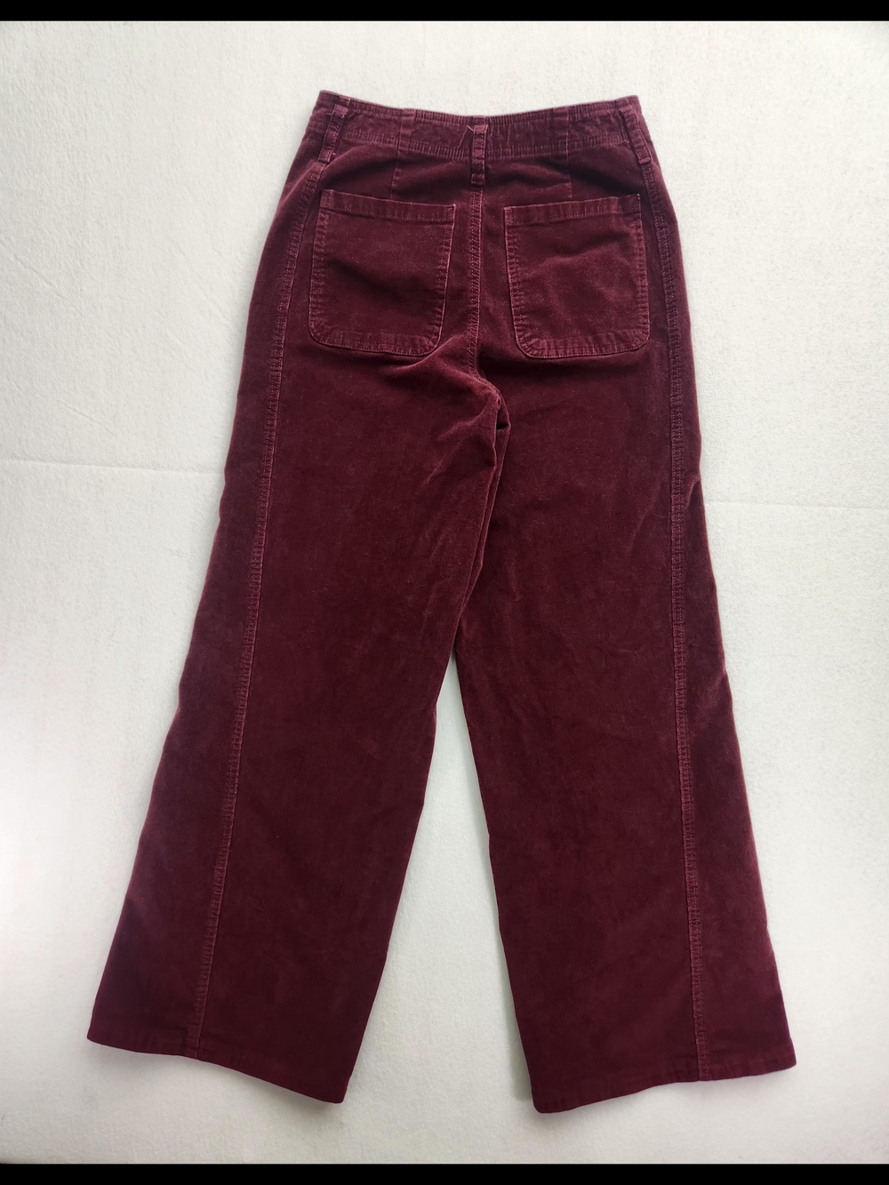 Vintage-inspired High Waisted Burgundy Corduroy Wide Leg Pants 5(27) - Picture 4 of 13